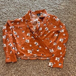 Free Press Orange Floral Blouse